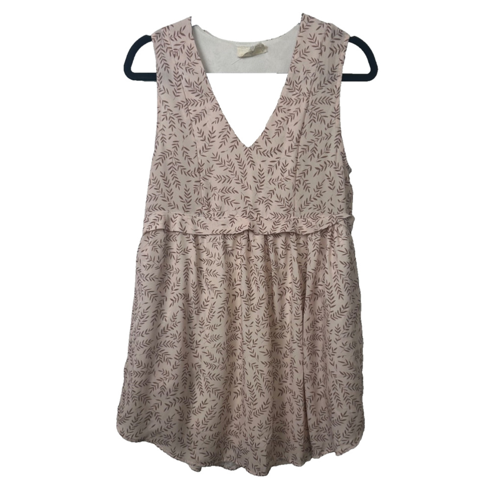 dRA Kelli Murray Women Babydoll Dress S Pink with Tan Leaves Lined Pockets A19